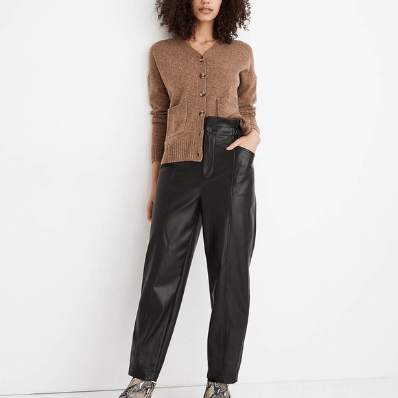 Madewell Vegan Leather Pull-On High Rise Paperbag Pants size 4 New with Tags - Picture 6 of 14